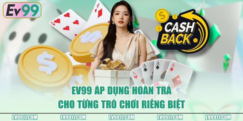 EV99 áp dụng hoàn trả cho từng trò chơi riêng biệt